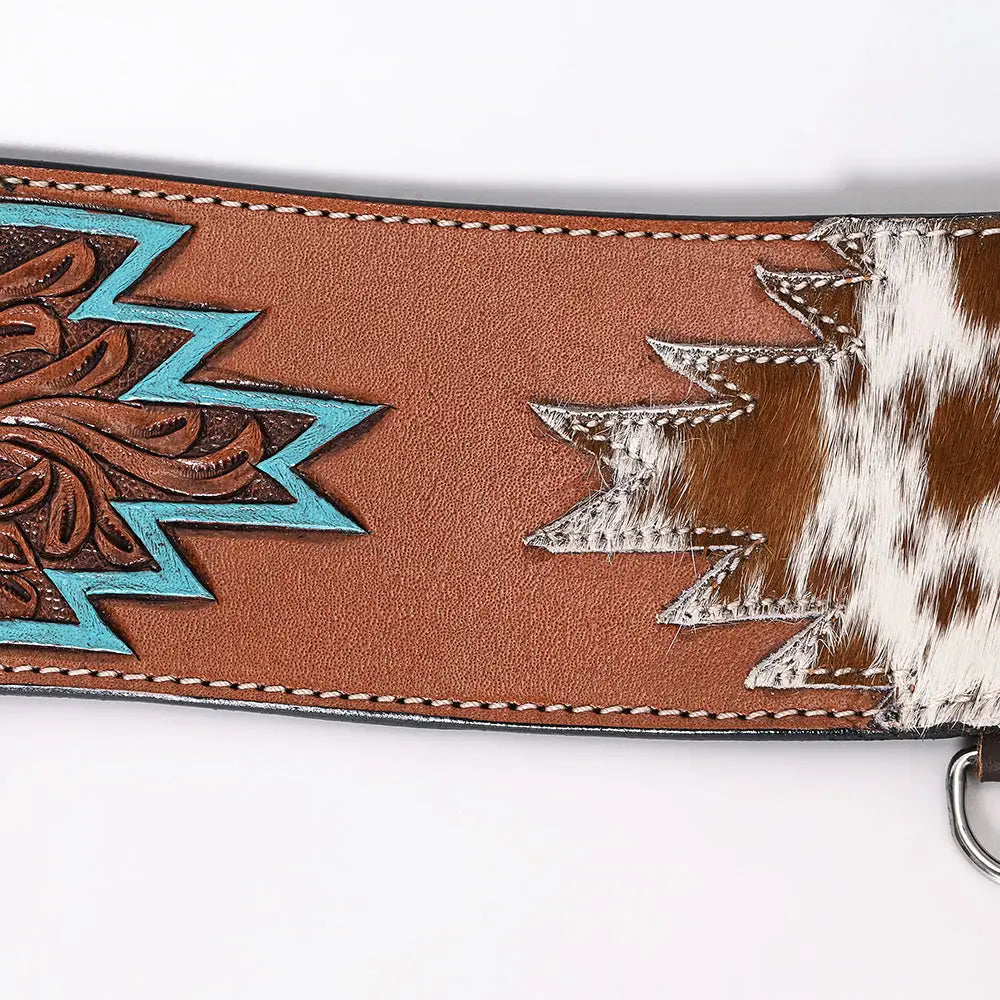 Turquoise and Cowhide Tripping Collar