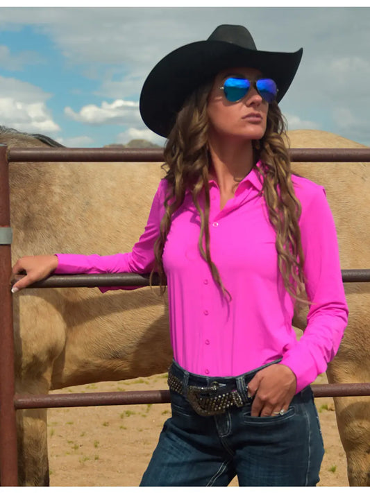 Hot Pink Pullover Button Up
