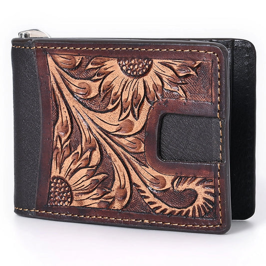 Genuine Leather Rodeo Bifold Money Clip Wallet