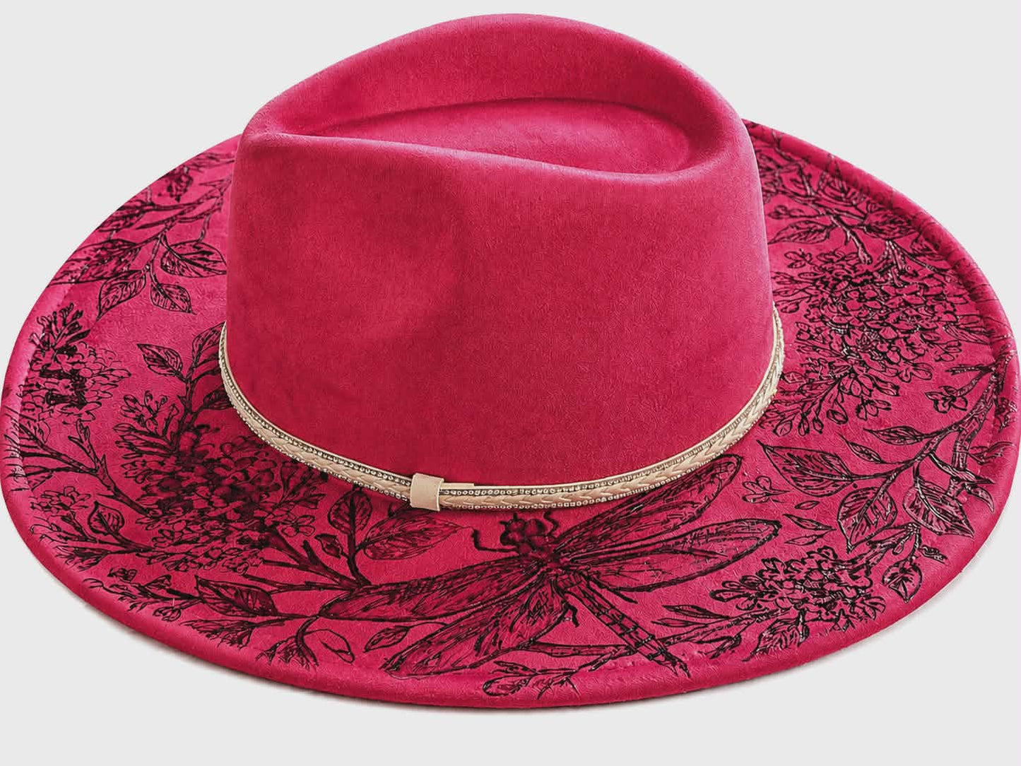 Hand Burned Red Butterfly Hat
