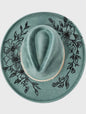 Hand Burned Teal Floral Hat
